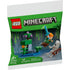 Front of LEGO Minecraft The Lush Cave Fight polybag set 30705 displays Alex battling a skeleton with bow inside a lush, pixelated cave environment, includes 40 pieces for ages 6 and up.