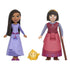 Disney Wish doll trio features Asha in purple dress, Dahlia in red layered outfit with cane, and Star in bright yellow, designed for imaginative play and storytelling fun.