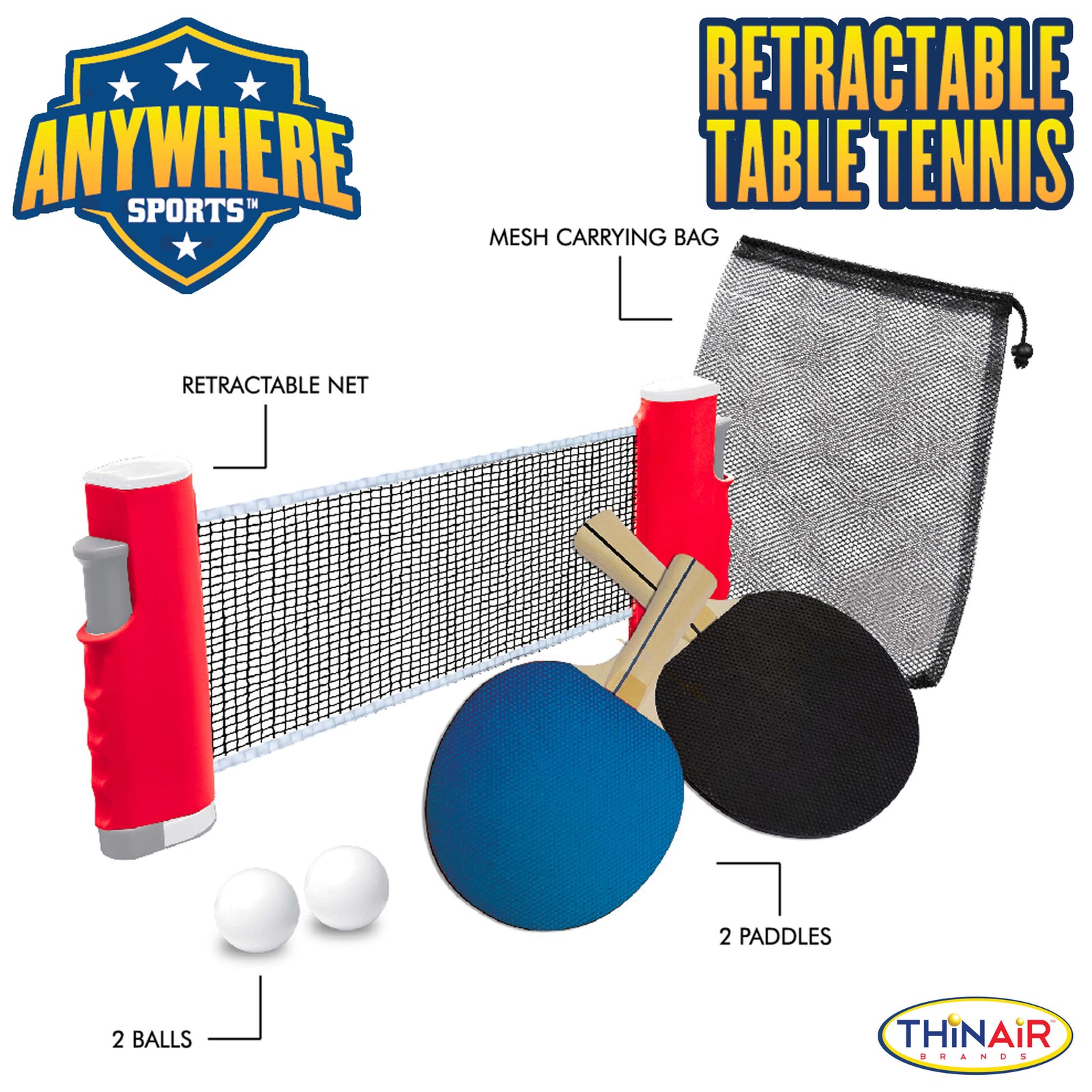 Thin Air Brands Retractable Table Tennis Set
