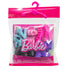 Front of Barbie doll shoes accessory pack featuring assorted colorful footwear styles inside a resealable bag with pink hanger and Barbie branding.
