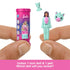 Hand holds Barbie Cutie Reveal mini doll beside bright tube, showing unicorn-themed costume with removable headpiece and a matching pet figure for surprise unboxing play.