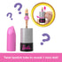 Barbie lipstick tube toy with pink top that twists to reveal a miniature doll, shown in step-by-step illustration for kids to understand play function.
