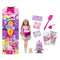 Barbie Party Unboxed Pet Birthday set includes doll in pastel dress, surprise gift boxes, accessories, dough packs, pet dog, and a decorative birthday cake with molds.
