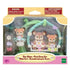 Calico Critters Deer Babies Floral Swing Set retail package displaying three deer baby figures with floral swing and accessories inside a clear window box labeled with product name and age guide.