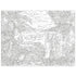 Black and white paint by numbers outline canvas depicting a Mediterranean coastal scene with houses, sea, trees, and plants, filled with numbered sections awaiting colorful paint application.