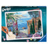 Ravensburger CreArt paint by numbers kit box featuring a Mediterranean landscape design with terracotta villas, blue sea, flowering plants, and a hand holding a brush painting details.
