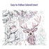 Numbered outline sheet of Ravensburger CreArt festive friends kit showing deer with antlers and bird in snowy forest, designed with easy-to-follow colored lines for painting.