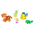 Group of five colorful animal companions from the Disney Princess Friends set, including a tiger, fish, teacup, chameleon, and lightning bug.
