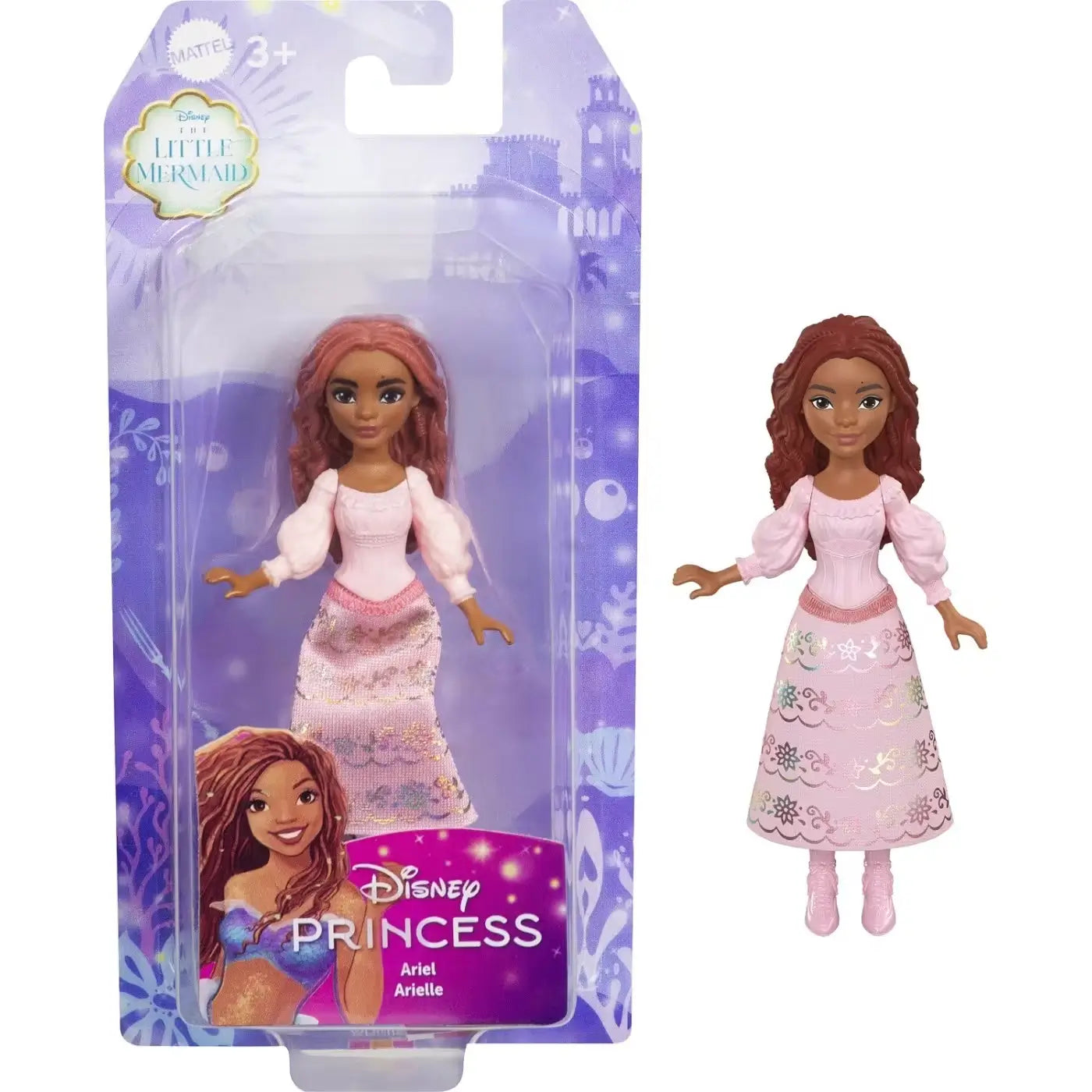 Disney Princess Sparkling Pink Dress Ariel 3.5-Inch Doll