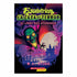Cover of 'Escalofríos: La Casa del Terror' by R.L. Stine, published by Scholastic en Español, featuring a green monster face with glowing eyes flying over a haunted house under a purple and red night sky.