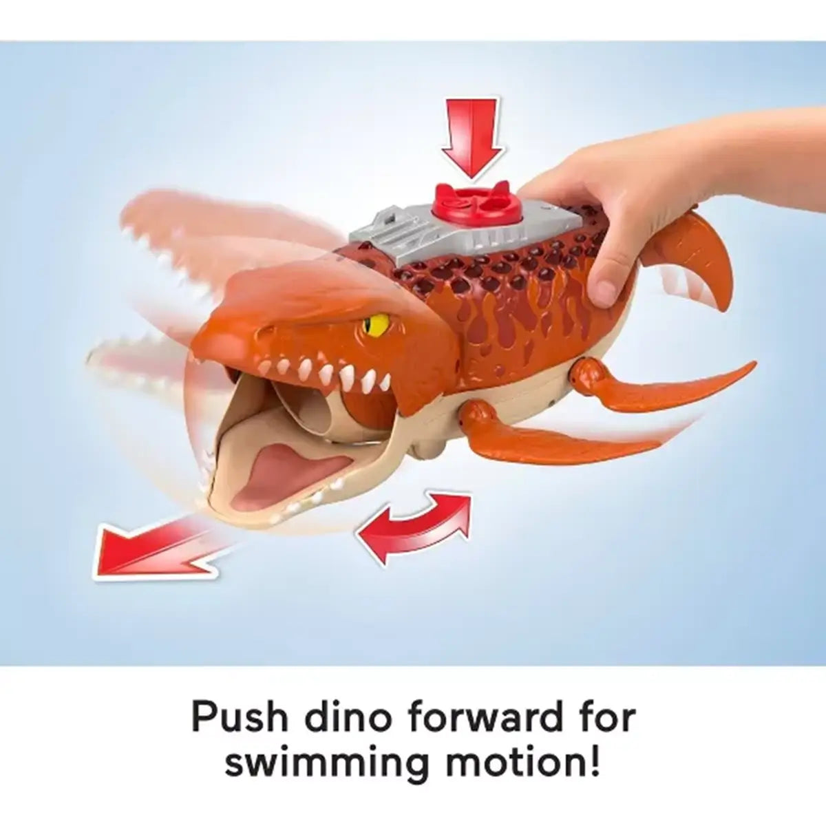 Fisher-Price Imaginext Jurassic World Rebirth Aquachomp Chase Mosasaurus Dinosaur Toy Playset push dino forward for swimming motion