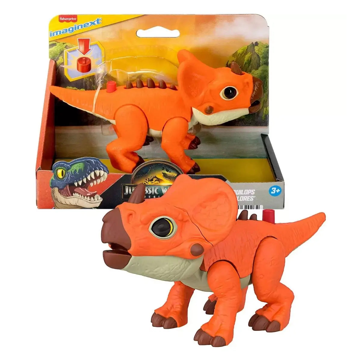 Fisher-Price Imaginext Jurassic World Rebirth Aquilops Dinosaur Action Figure with packaging