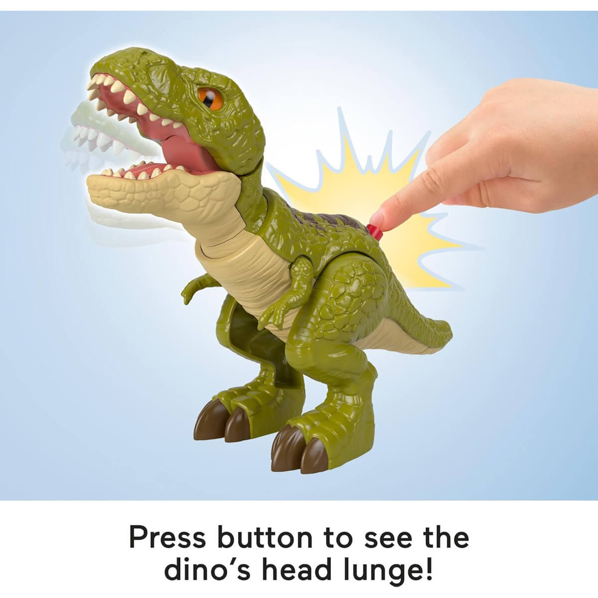 Fisher-Price Imaginext Jurassic World Rebirth Tyrannosaurus Rex Dinosaur Action Figure push button to move head
