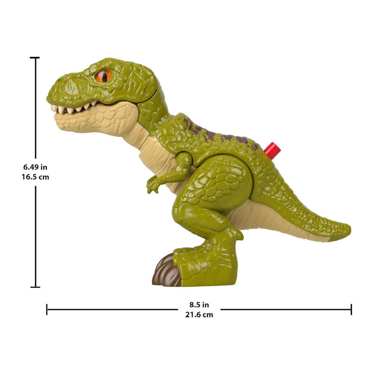 Fisher-Price Imaginext Jurassic World Rebirth Tyrannosaurus Rex Dinosaur Action Figure meaqsurements