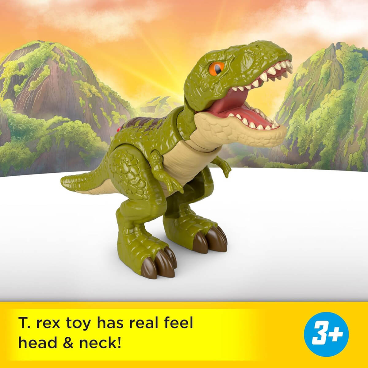 Fisher-Price Imaginext Jurassic World Rebirth Tyrannosaurus Rex Dinosaur Action Figure-real feel head and neck
