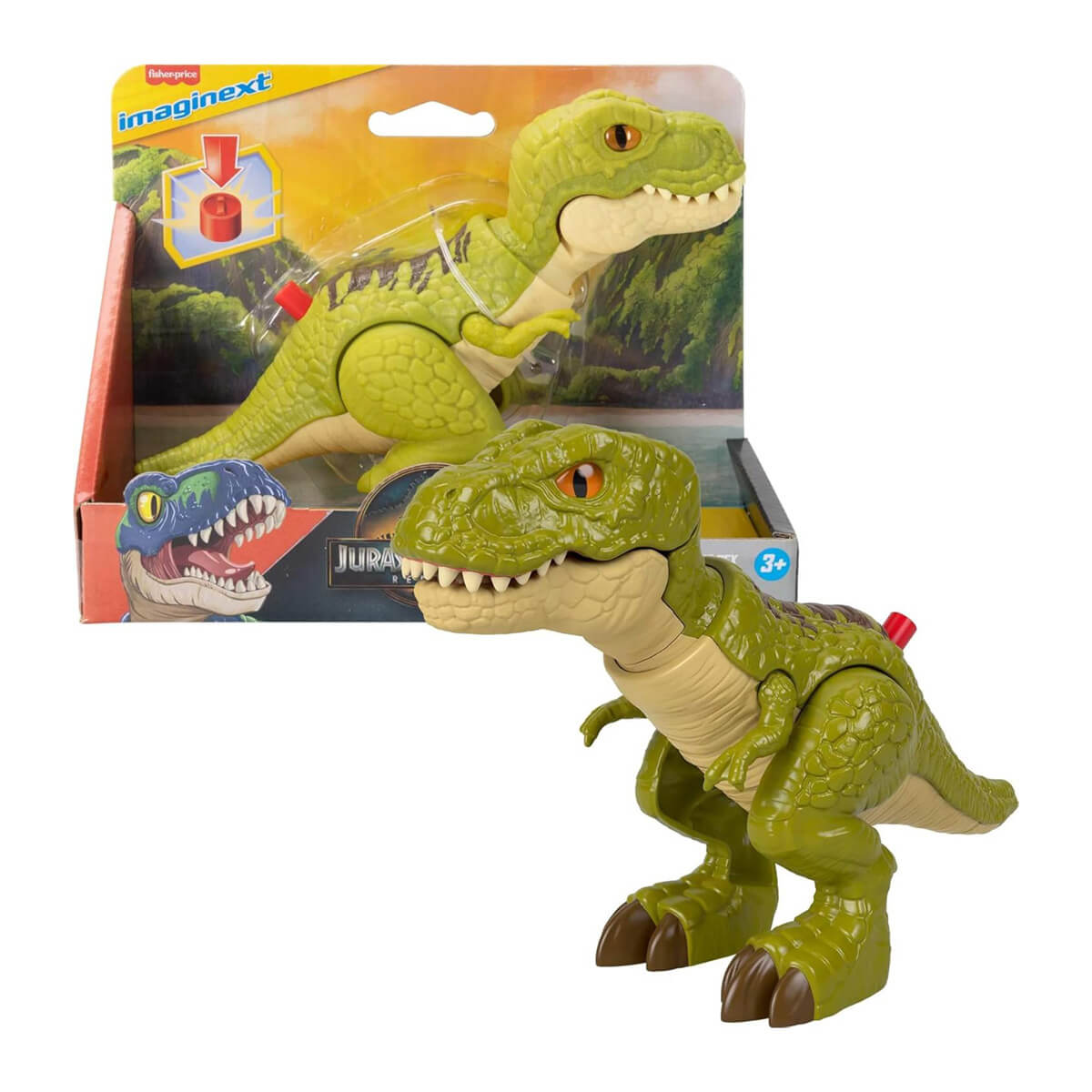 Fisher-Price Imaginext Jurassic World Rebirth Tyrannosaurus Rex Dinosaur Action Figure with package