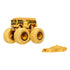 Gold Hot Wheels 5 Alarm monster truck with a small included gold car accessory, built for dramatic crushing and crashing play.