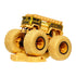 Hot Wheels gold 5 Alarm monster truck crushing a gold car accessory, designed for rugged off-road-style monster truck pretend play.