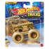 Hot Wheels Monster Trucks 5 Alarm fire brigade truck in gold edition, displayed in original packaging with bold artwork and large wheels, designed for kids ages 3 and up.