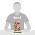Size comparison image showing 9.37-inch tall Jim Shore Grinch figurine with LED stop sign and presents, placed before silhouette hands for scale reference.