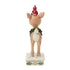 Decorative Rudolph figurine with a red ornament on its head, wearing a green wreath, on a white background.