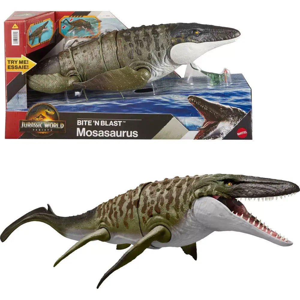 Jurassic World Rebirth Bite N Blast Mosasaurus Action Figure
