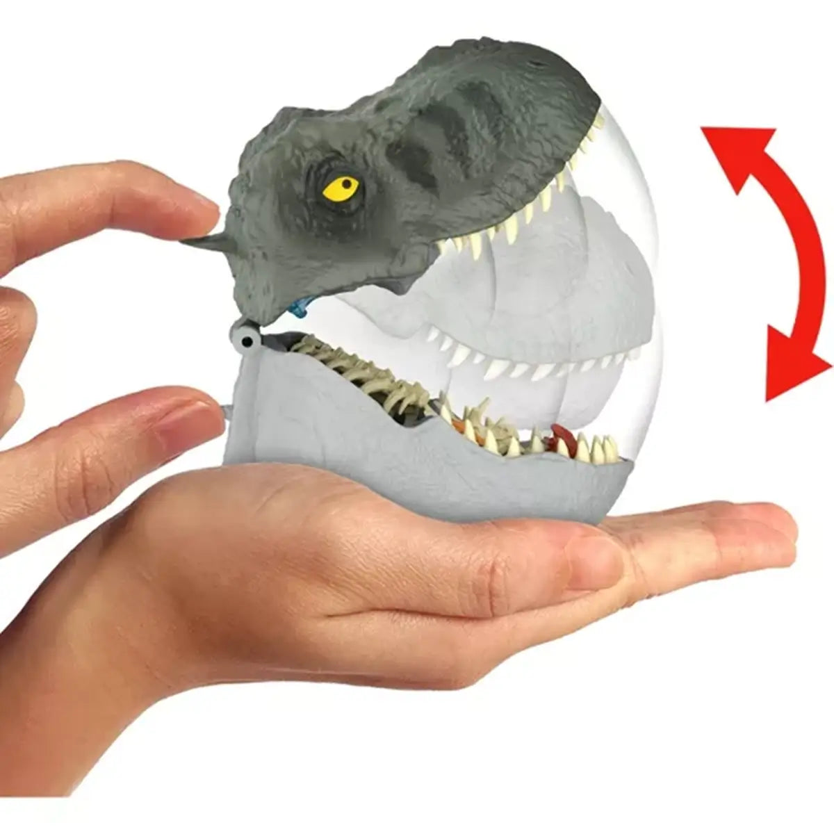 Jurassic World Rebirth Micro Adventure Tyrannosaurus Rex Head Playset open and close