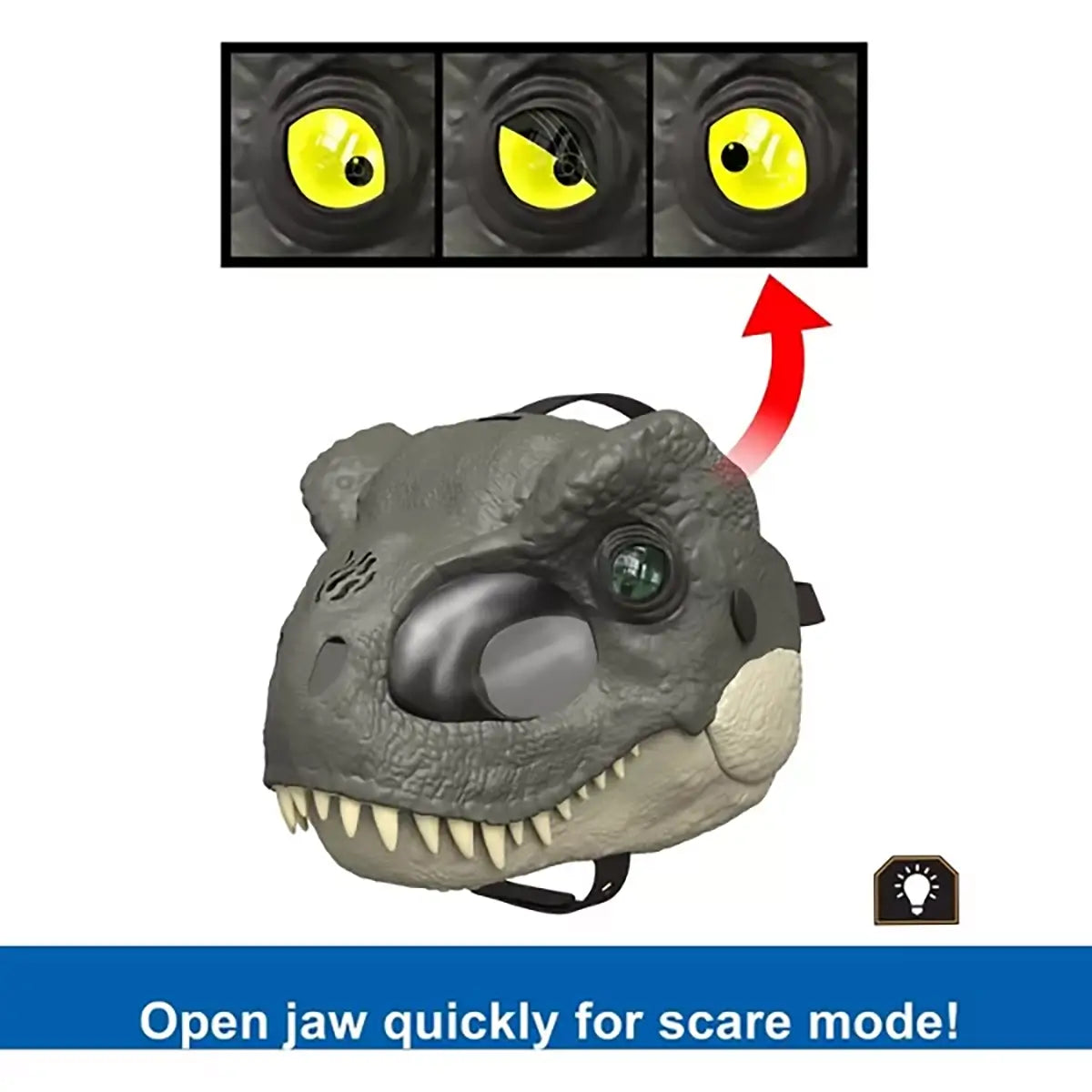 Jurassic World Rebirth T-Rex Rage N Roar Mask With Led Light Up Eyes Feature open aw for scare mode