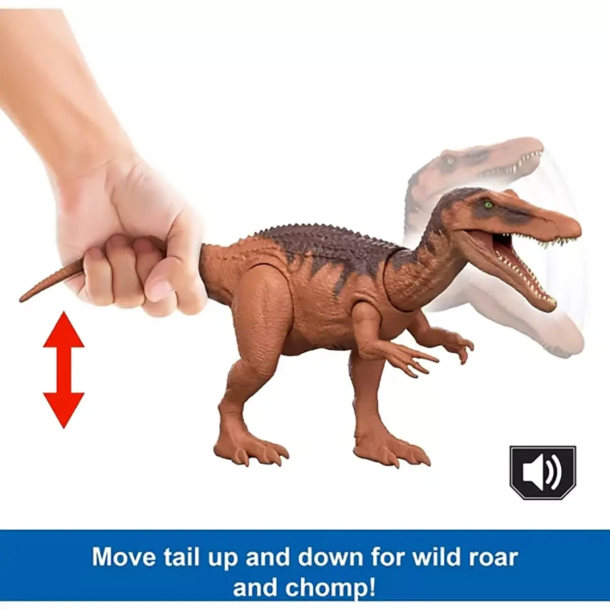 Jurassic World Rebirth Wild Roar Baryonyx 10-Inch Dinosaur Figure move tail up and down