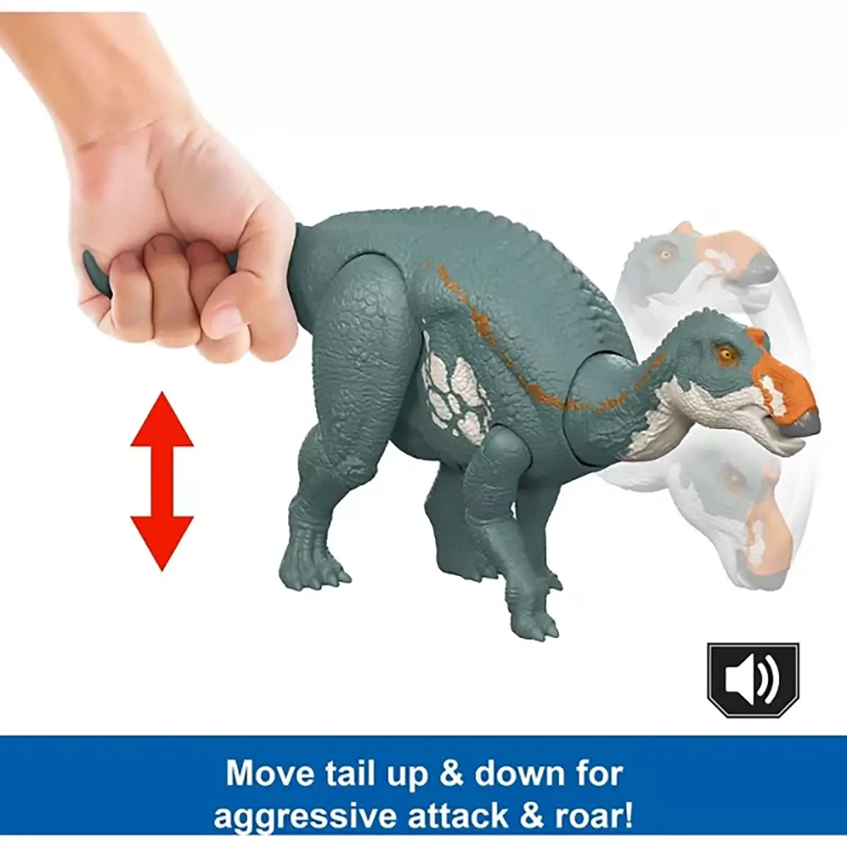 Jurassic World Rebirth Wild Roar Maiasaura 10-Inch Dinosaur Figure move tail up and down for attack and roar