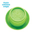 Bright green Kidoozie stacking cup with embossed smiling frog design on the base, adding tactile detail for sensory play and encouraging toddlers’ visual and touch recognition.