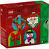 Back of LEGO 40744 Christmas Ornament Selection box featuring all four festive ornaments with a snowy background.