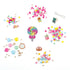 Colorful Make It Real Snackers Bracelet Kit materials including pastel beads, candy-themed charms, and a clear elastic cord arranged neatly on a white background.