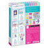 Back packaging of Make It Real Snackers Bracelet Kit showing illustrated instructions, bead contents, and creative bracelet-making steps in pastel colors.