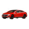 Red Matchbox 2022 Mercedes-Benz EQS miniature car with metallic trim and black wheels, shown from a front side view emphasizing luxury sedan styling.