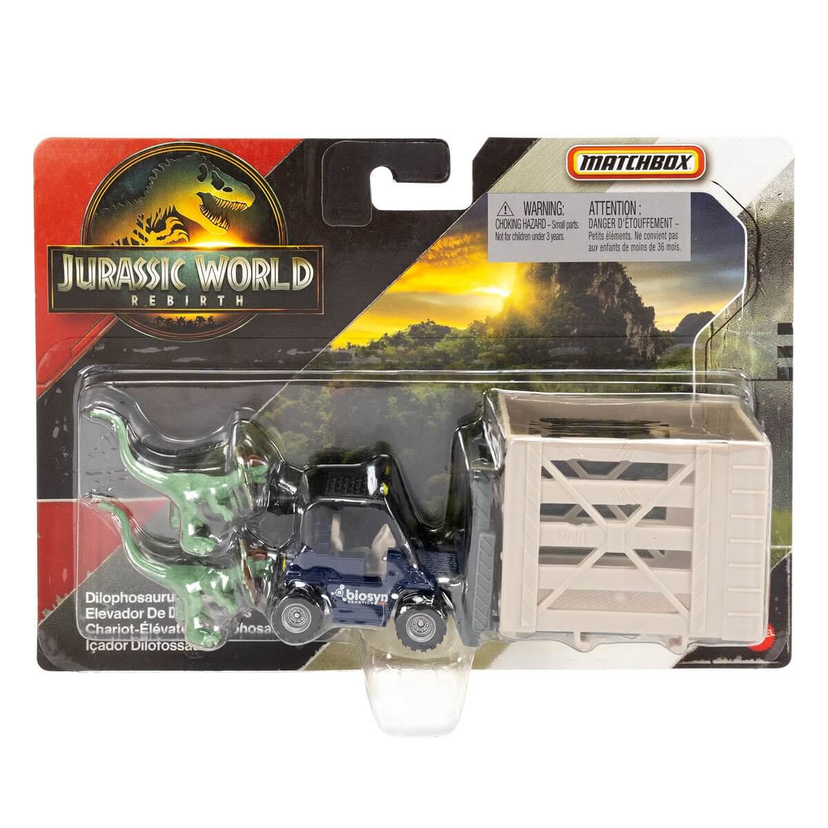 Matchbox Jurassic World Dino Transporter Dilophosaurus Lifter Vehicle Set