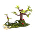 Buildable Mega Construx Pokémon forest scene with green grassy terrain, rocks, and a brown tree with leafy branches designed as a battle stage for Pikachu and Bulbasaur figures.