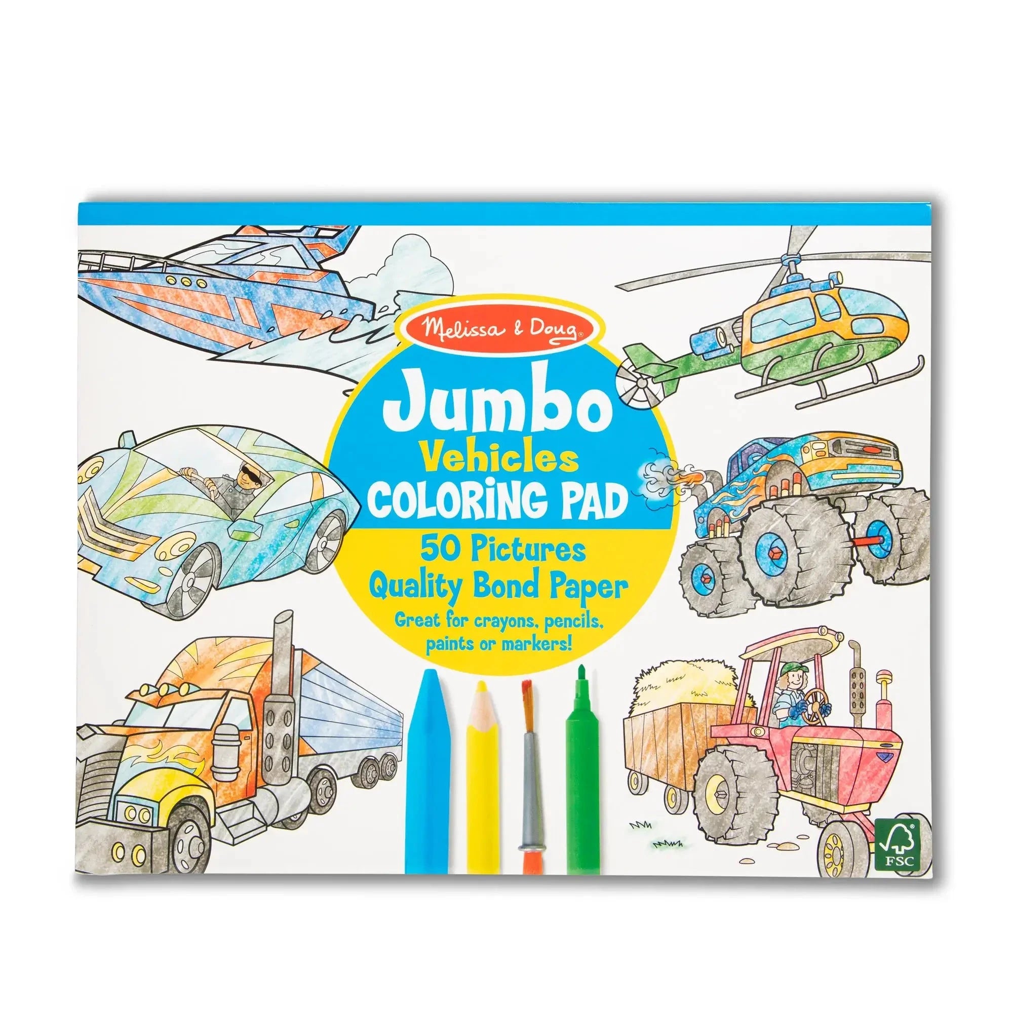 Melissa and Doug Vehicles Jumbo Coloring Pad