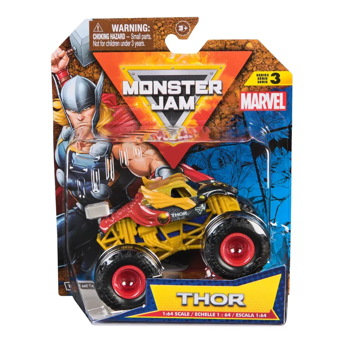 Monster Jam Marvel Thor 1:64 Scale Diecast Monster Truck Vehicle packaging