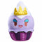 Studio shot of Disney Munchlings Ursula plush toy designed like a purple cupcake with white whipped topping and gold crown, featuring embroidered eyes, red lips, and soft fabric texture for display or cuddles.