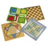 Additional Classic Games 100 Games boards displaying Ludo, Chinese checkers, Nine Men’s Morris, and chess layouts on wooden and colored backgrounds for multi-game play variety.