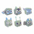 Set of six glittery Pet Simulator toy figures from PhatMojo Series 2 featuring cube animals like cats, aliens, and bats with shimmering blue and silver textures for added sparkle.