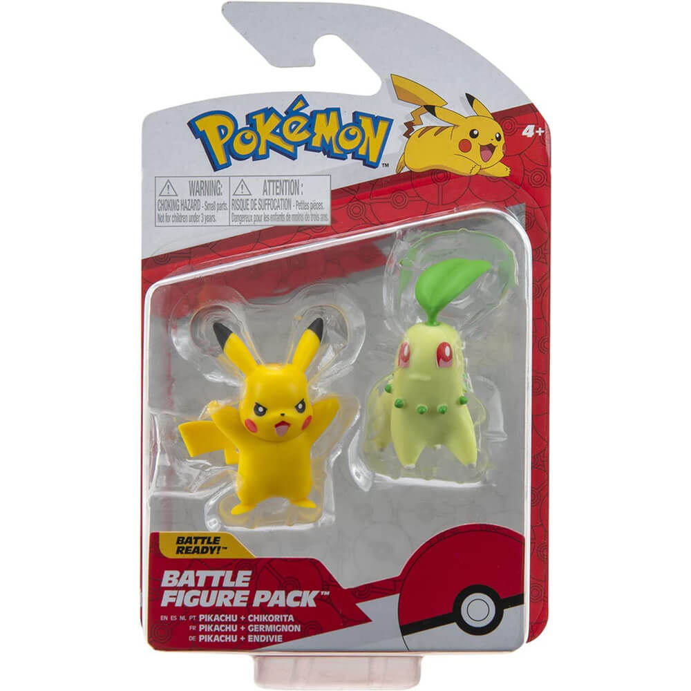 Pokemon Pikachu and Chikorita 2 Inch Battle Figure Pack