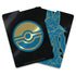 Pokémon TCG Mega Evolution card sleeves with glossy black and gold Poké Ball design on one side and outlined Lucario artwork in metallic blue on the reverse, designed for premium card protection.