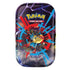 Pokémon TCG Mega Heroes Mini Tin showcasing Lucario surrounded by red and blue motion streaks, capturing an action-packed Mega Evolution theme for collectors.