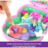 Polly Pocket Tea Party Bunny Compact Playset doll and bunny friends ride the teacups
