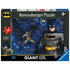 Ravensburger DC Batman 60-piece giant floor puzzle box showing Batman in grey and blue suit with yellow utility belt, tech blueprint background, and age 4+ marking for young fans.