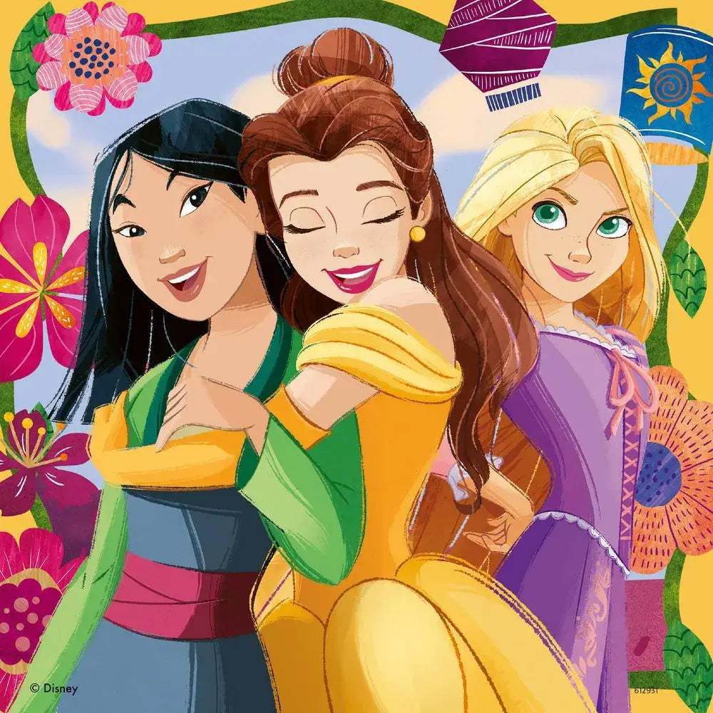 Completed Disney Princess puzzle showing Belle in her yellow gown - part of Ravensburger 49-piece puzzle set for kids
