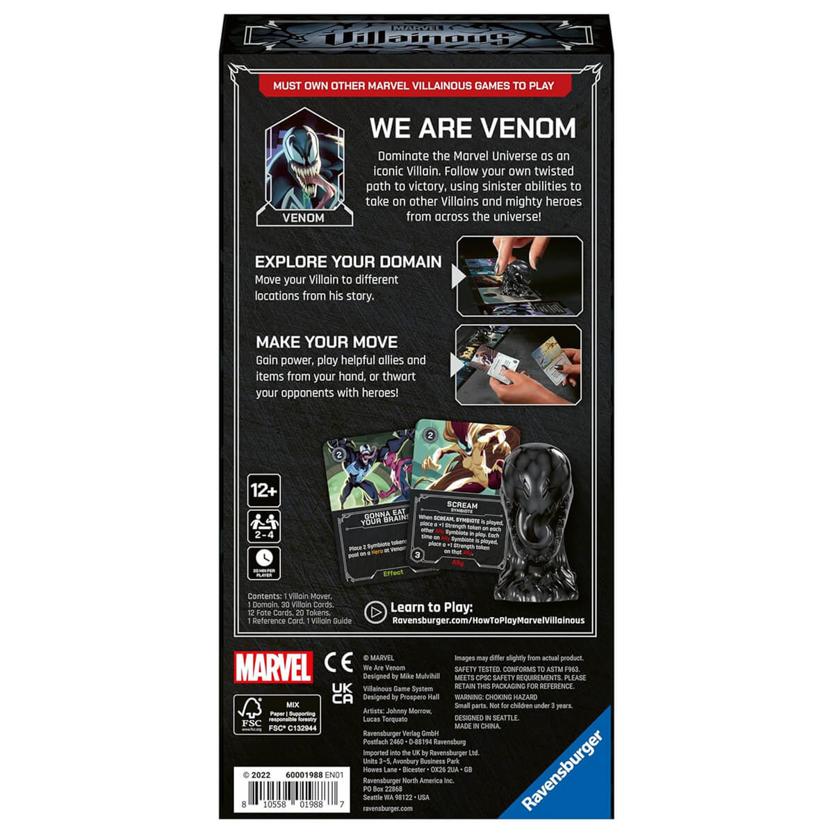 Ravensburger Marvel Villainous We Are Venom back of box