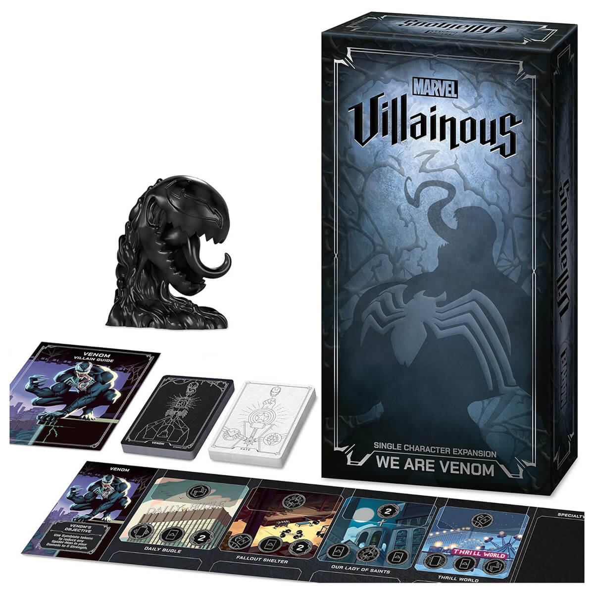 Ravensburger Marvel Villainous We Are Venom game and pieces